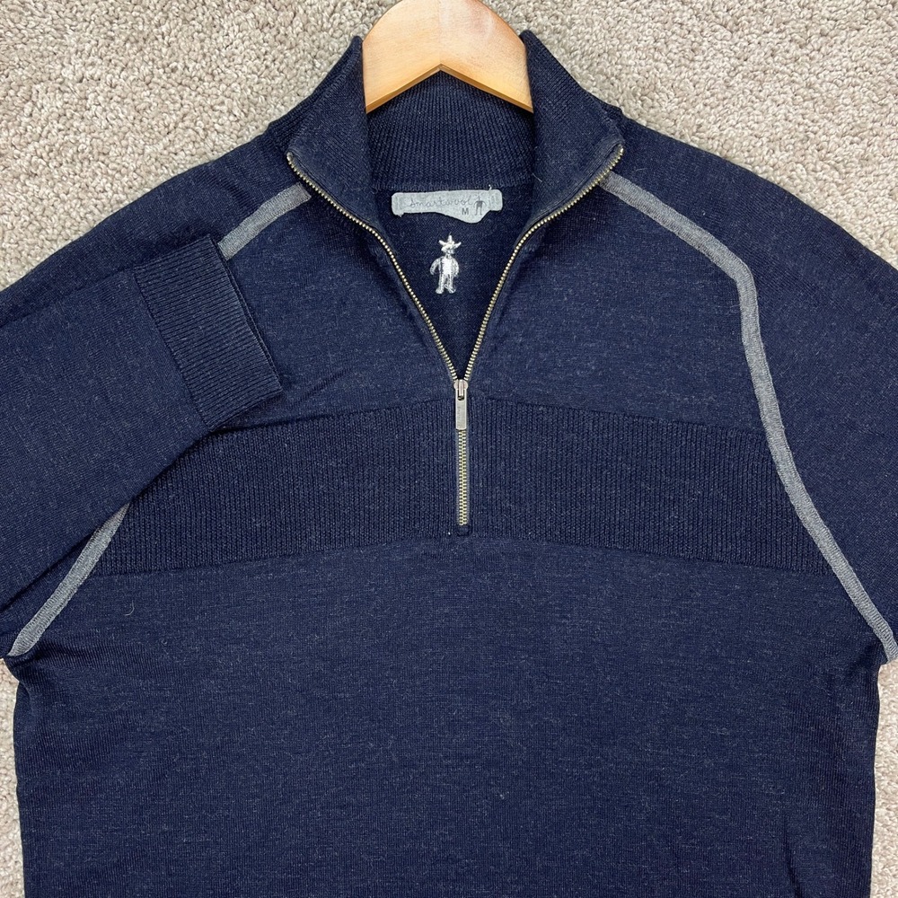 Smartwool‎ 1/4 Zip Merino Wool Sweater Mens M Navy Blue Gray Long Sleeve EUC